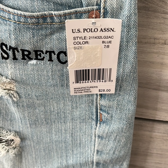NWT US Polo Bermuda Jean shorts - distressed - size 7/8 - Picture 3 of 3
